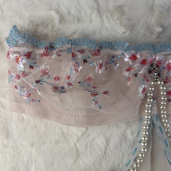 Victoria’s Secret Very Sexy Cherry Blossom Embroidered Mesh Teddy Pink Sz.M NWT - Picture 4 of 7